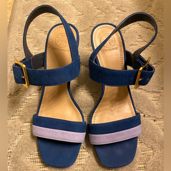 Tory Burch Palermo blue suede two tone strappy sandals - size 7 👡 - Picture 2 of 11